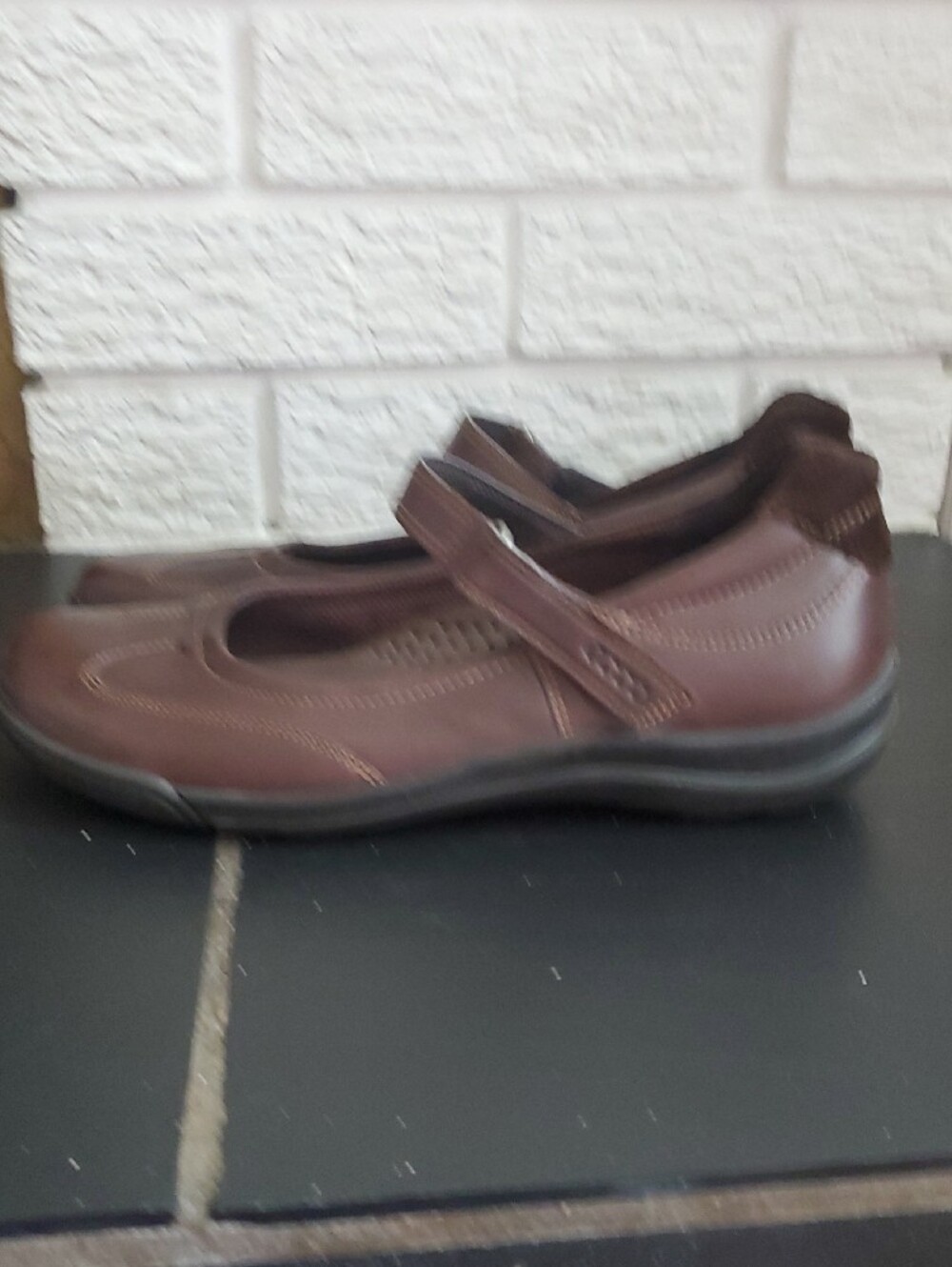 Ecco Women's Dark Brown Mary Jane Flats Sz 6.5 Career Casual Confort Active - Picture 7 of 13